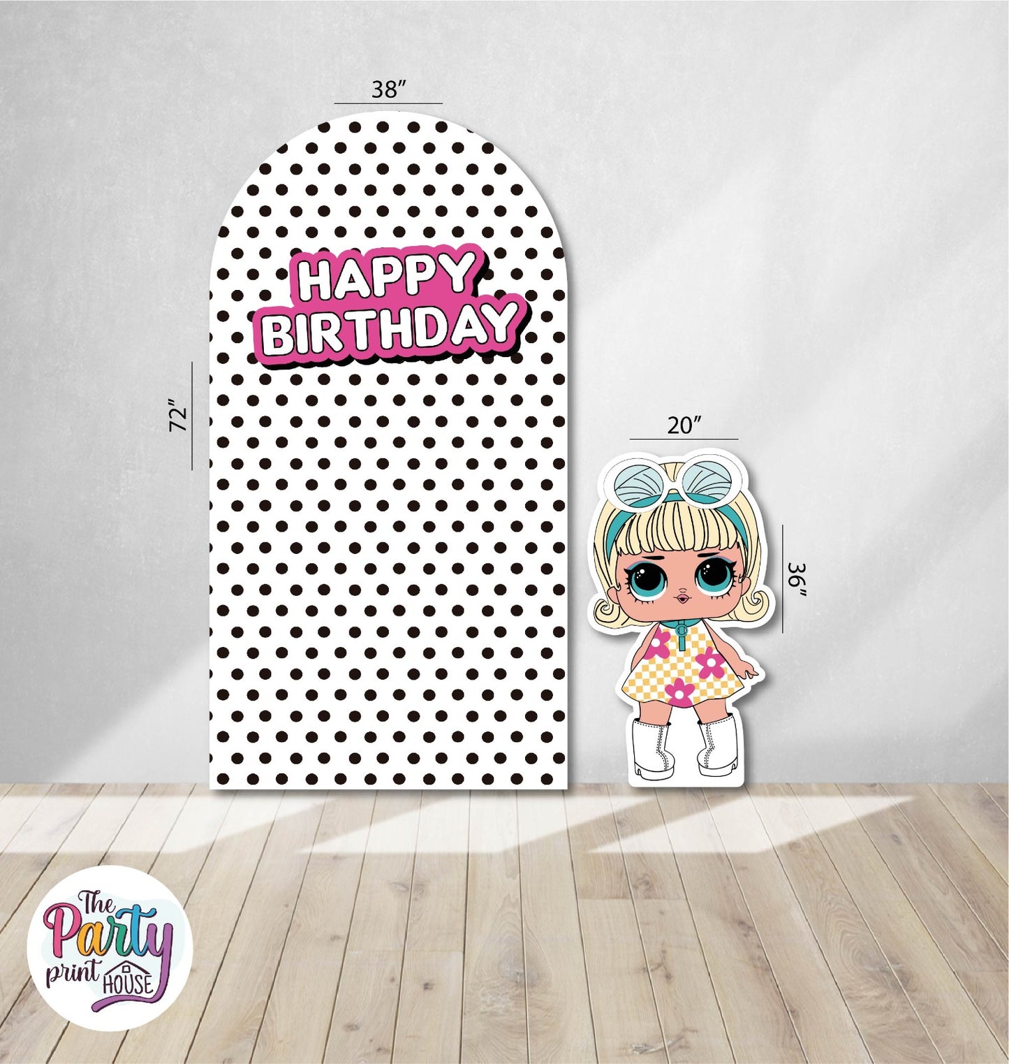 🎀✨ Birthday Decorative Panel Set – Arch Backdrop &amp; Character Cutout ✨