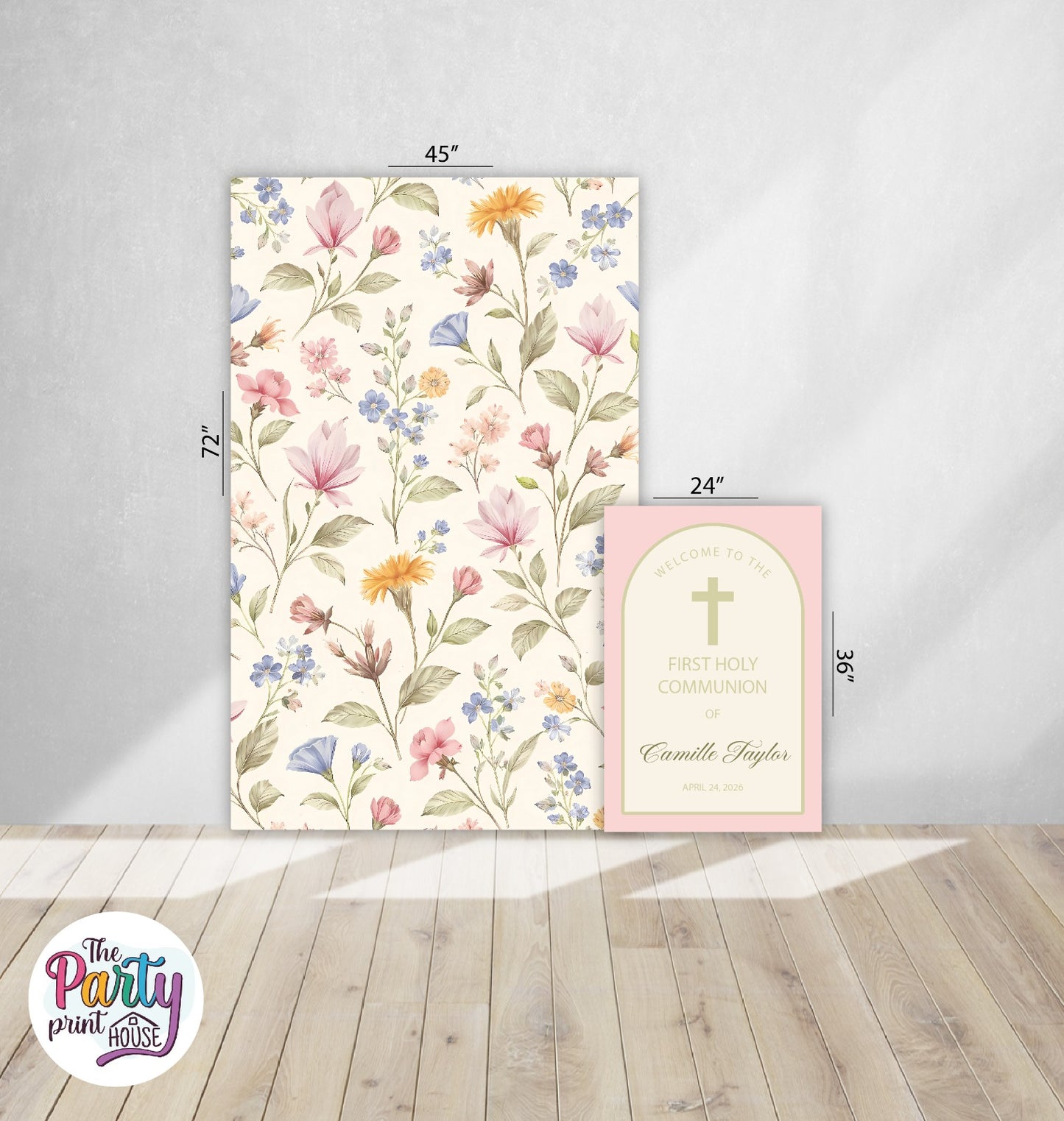 🌸 First Holy Communion Foamboard Set – Elegant Floral Design
