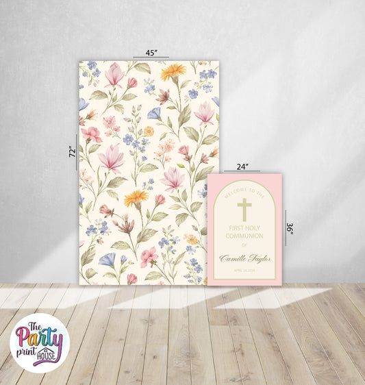 🌸 First Holy Communion Foamboard Set – Elegant Floral Design