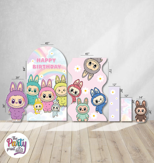 🌈🐰 Labubu Foamboard Party Set #3 – Totally Customizable