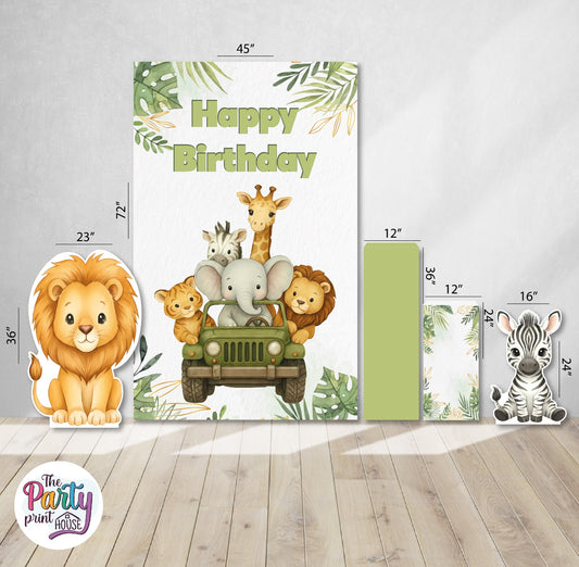🦁 Safari Birthday Foamboard Party Set 🚙🌿