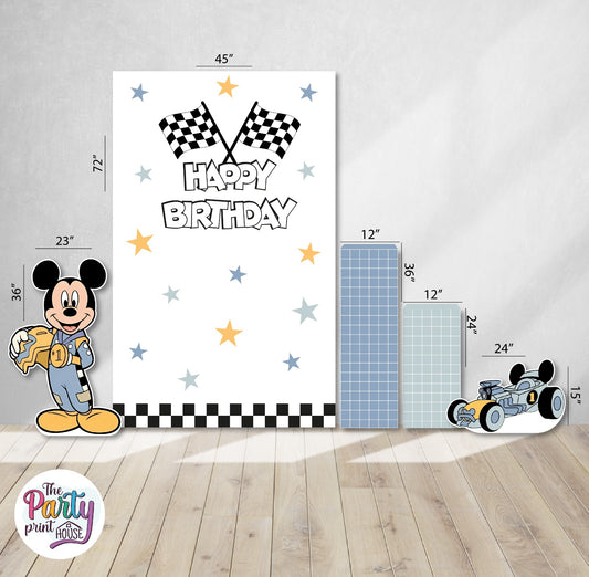 🏁 Mickey Racing Birthday Party Set – Set #2